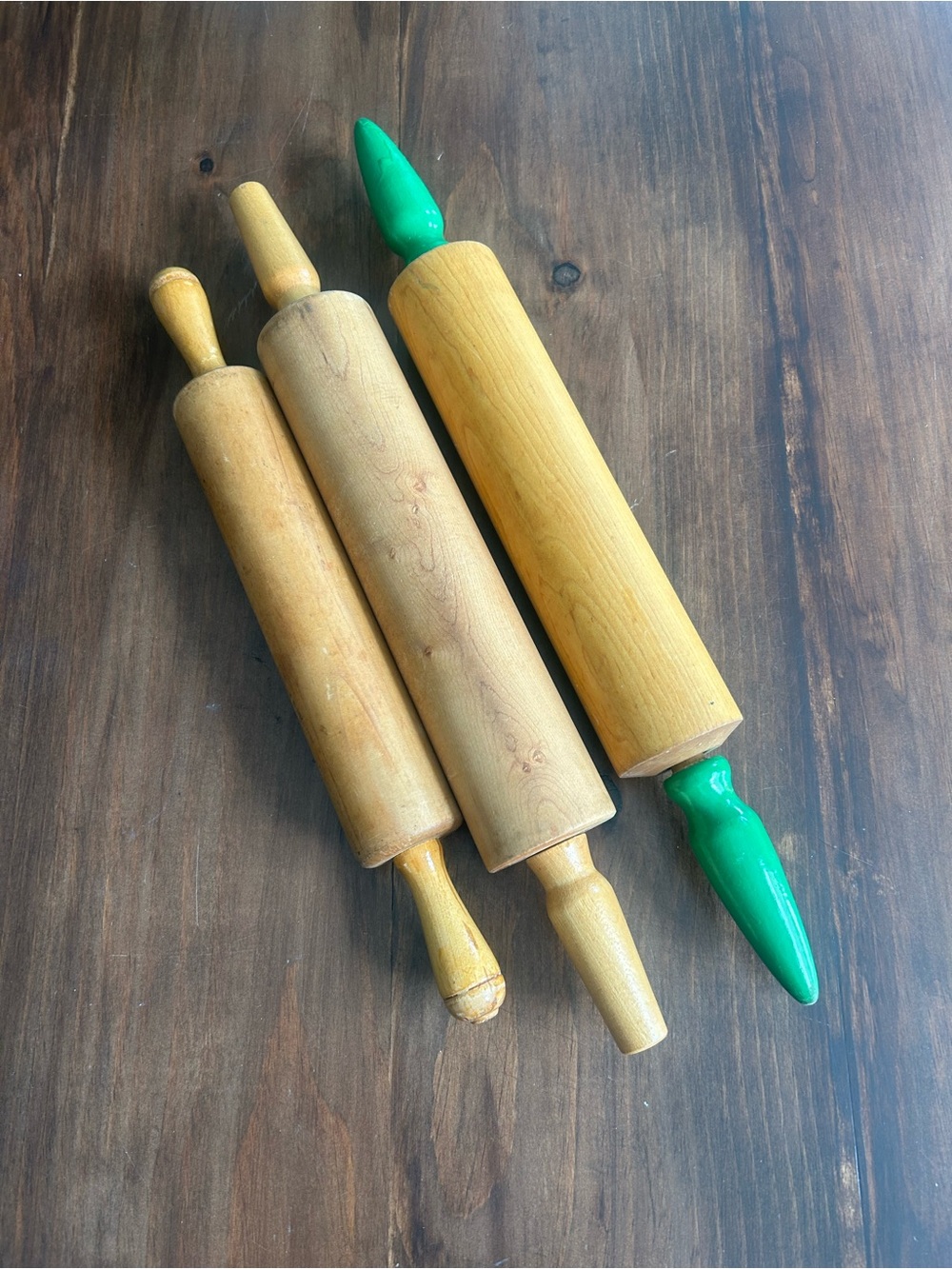Classic Vintage Wooden Rolling Pin Set of 3